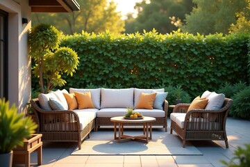 Relaxing outdoor patio furniture set, perfect for summer evenings , seating, garden furniture set