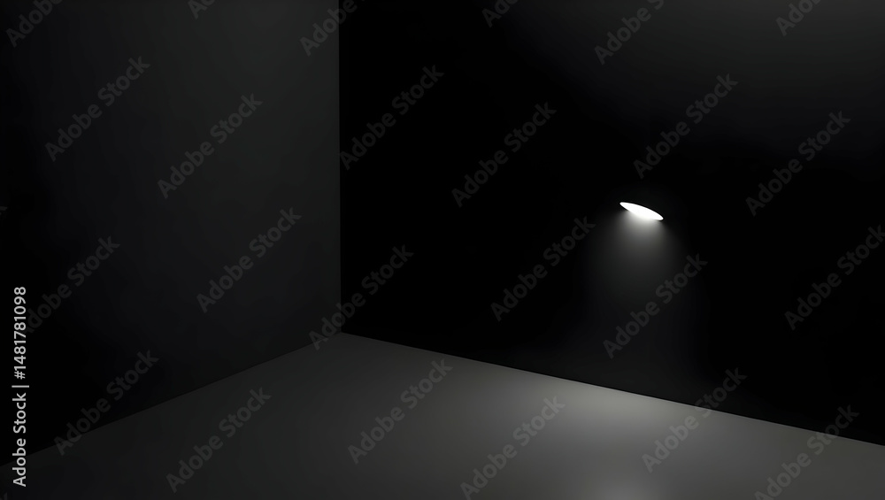 Poster monochromatic minimalism, graphite walls and floor converge in a silent spatial composition with a l