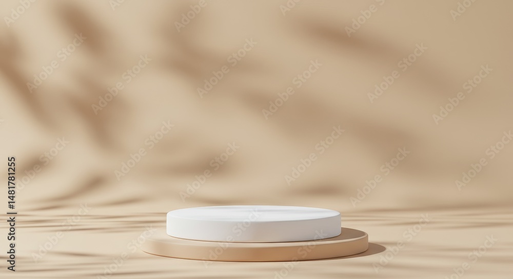 Poster 3d render minimal product display podium beige background