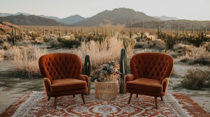 Fototapeta premium Rustic Desert Chairs - Outdoor Seating Arrangement
