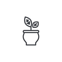 Plant pot with sprout line icon