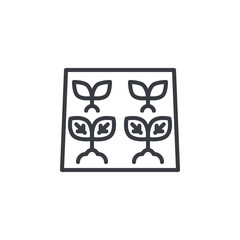 Young plants in a row line icon