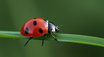 Naklejka premium Photo Ladybug on Green Blade of Grass