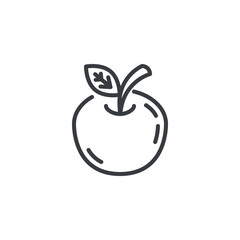 Apple with a leaf line icon