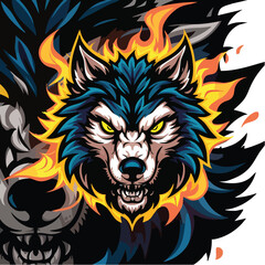 A bold and dynamic wolf head logo vector featuring a howling wolf silhouette inside a circular brush stroke design. Perfect for sports teams, gaming logos, adventure brands, and wildlife-themed projec