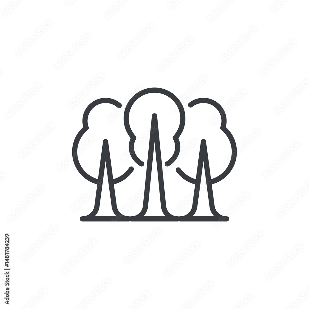 Poster cluster of trees line icon