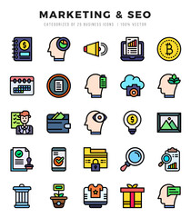 icons set. Marketing & SEO for web. app. vector illustration.