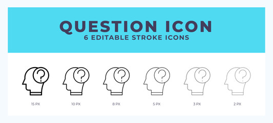 Question icon set with different stroke. Vector illustration with editable stroke.