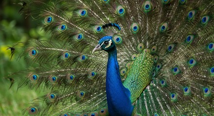 Fototapeta premium Photo Majestic Peacock Displaying Iridescent Plumage