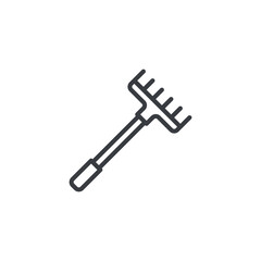Gardening rake line icon
