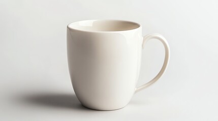 Obraz premium A light gray ceramic coffee mug is prominently displayed against a light gray background.