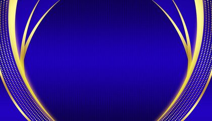 Abstract golden dark blue curved style modern luxury empty space with dot pattern background
