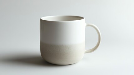 Obraz premium A light gray ceramic coffee mug is prominently displayed against a light gray background.