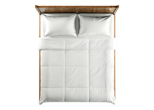 double bed with headboard isolated on white background PNG 