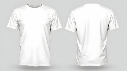 Realistic White T-Shirt Mockup Displaying Front and Back Design for Garment Presentation and Online Shop Showcase with Subtle Shading and Minimalist Style