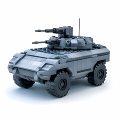 Fototapeta premium Light gray Nano Block armored personnel carrier with roof turret