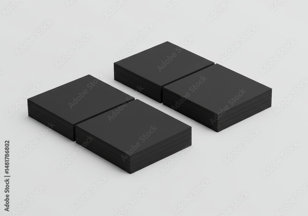 Poster 3d render of two black square blocks on white background