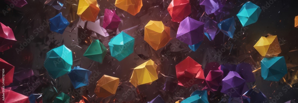 Aufkleber overlapping, multicolored polygons creating a sense of movement and flow , network, art, shapes