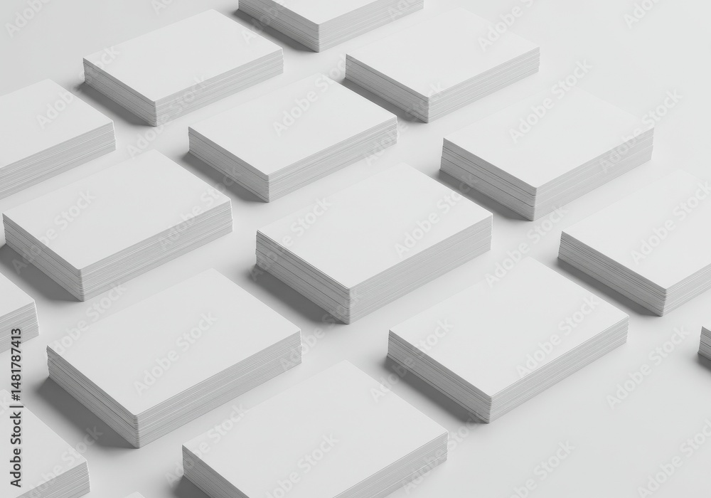 Poster 3d render of white squares pattern on white background