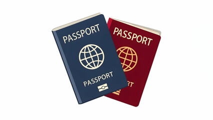 Fototapeta premium Passport Documents Red and Blue for International Travel Identity Paperwork