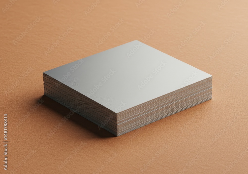 Poster 3d render silver square platform on orange textured abstract background