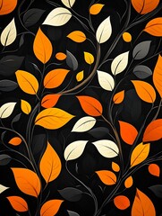 Autumn leaves pattern on dark background