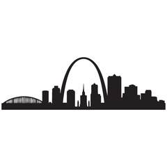 Naklejka premium St.Louis skyline horizontal banner. Black and white silhouette of St.Louis, Missouri. Vector template for your design. Vector black silhouette. with white background