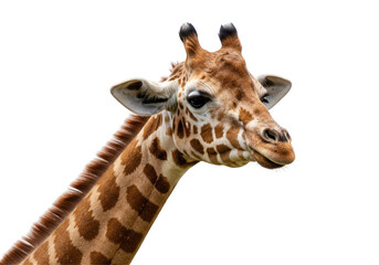 Graceful giraffe portrait isolated, Africa's graceful wildlife, graceful calm.

