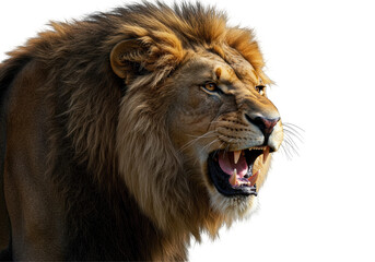 Obraz premium Majestic lion's powerful roar echoes, fierce roar defines king's presence, roar. 