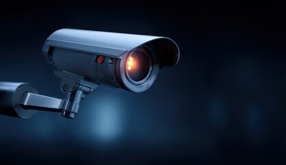 Modern security camera with glowing infrared LEDs.