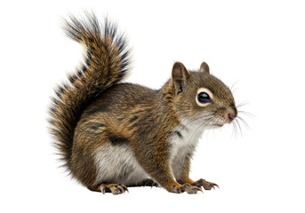 Alert squirrel isolated, symbol of forest life. This creature is alert, truly alert.
