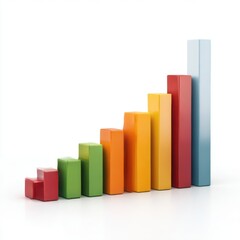 Financial growth bar chart template - isolated on white background