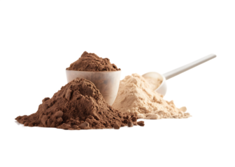  whey protein supplement scoop with caramel whey isolated on white background PNG 