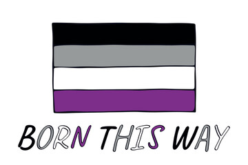 Colorful Asexual pride flag Happy pride day LGBTQ community Pride Month Vector hand drawn doodle for posters, stickers, logo, cards