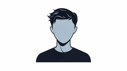 Abstract Man with Detailed Hair in Simplified Style Isolated on White