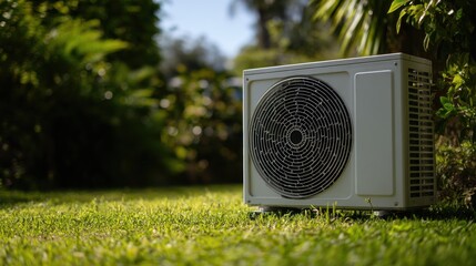 Air conditioner unit on the lawn