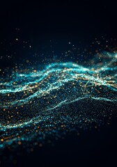 Abstract 3D Background Blue Gold Particle Wave