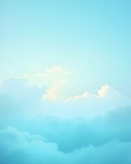 Serene Sky Vista, A Gentle Gradient of Soft Blues Over a Horizon Adorned with Ethereal Clouds, Evoking a Sense of Calmness and Boundless Tranquility