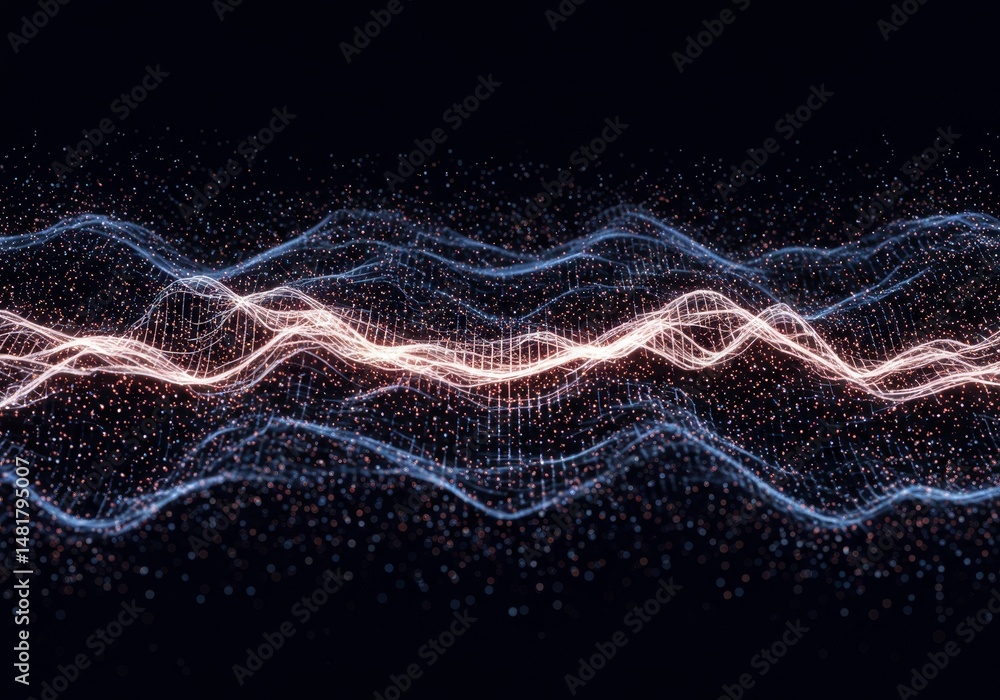 Aufkleber abstract 3d background dynamic wave of particles