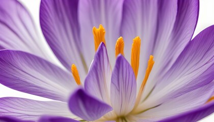 Fototapeta premium A stunning macro shot of a purple crocus flower, revealing its intricate details and vibrant colors.