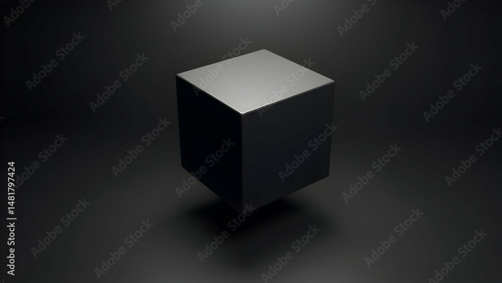 Poster sleek matte black cube, a perfectly proportioned geometric shape for modern design and conceptual pr