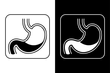 Stomach Vector Icon Anatomical Black Silhouette on White Background.