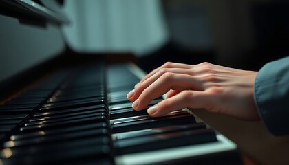 Obraz premium close up of a person playing a piano