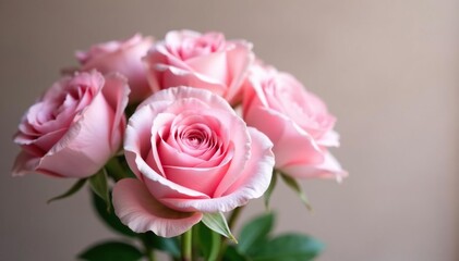 Fototapeta premium Pastel pink rose bouquet, delicate soft blooms , flowers, macro, flora