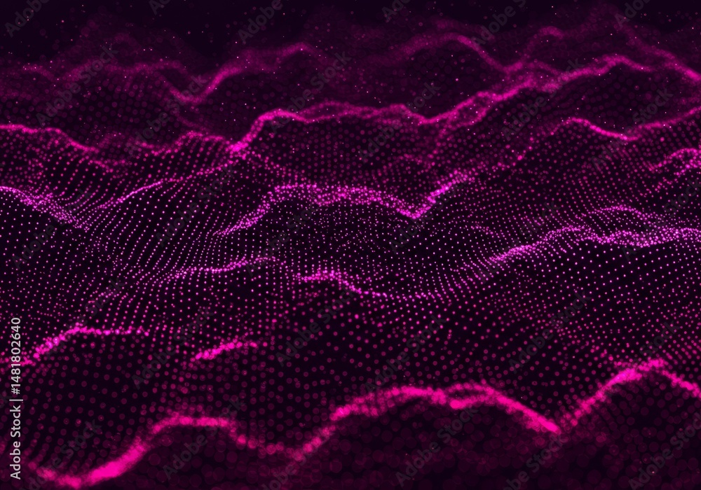 Poster abstract 3d pink particle waves background