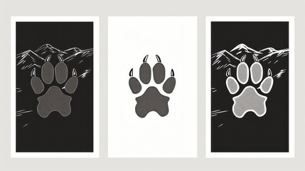 Paw Prints on Mountain Backgrounds