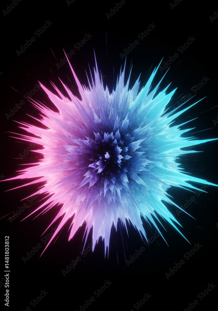 Poster abstract 3d render of colorful particle explosion