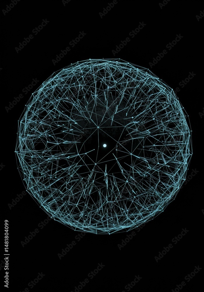 Poster abstract 3d sphere of digital data