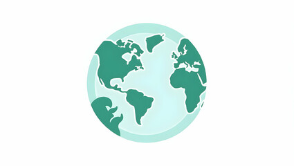 Fototapeta premium Stylized Earth Illustration, A minimalist and modern depiction of our planet showcasing the continents in a serene, green-blue palette, ideal for educational or ecological themes