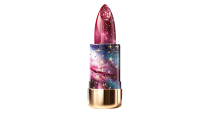 Heavenly themed graphic lipstick with sparkles isolated on transparent background. PNG